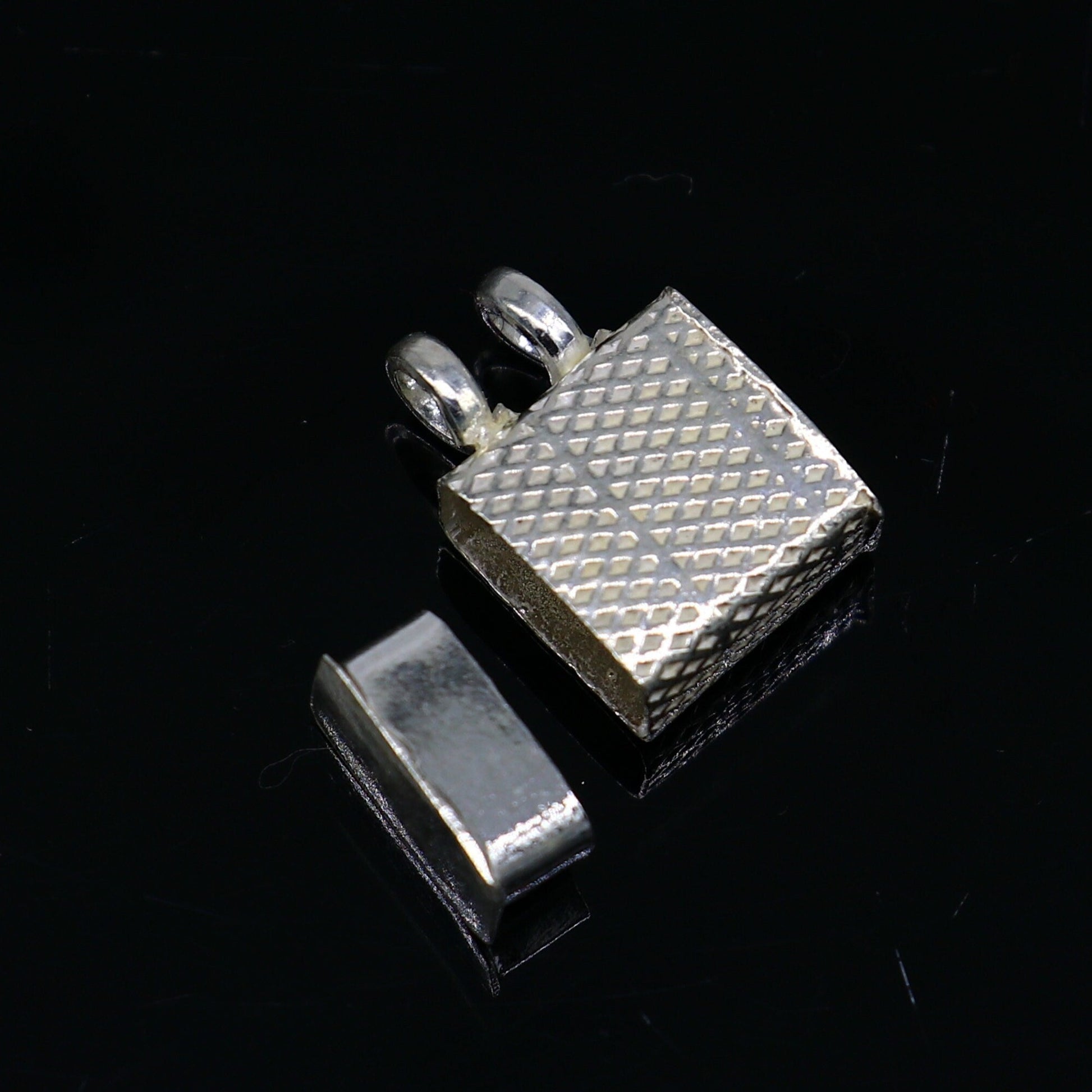 Solid Sterling silver handmade gorgeous Square shape handmade amulet box amulet pendant, mantra box, silver tabiz/mascot kavacham  ssp700 - TRIBAL ORNAMENTS