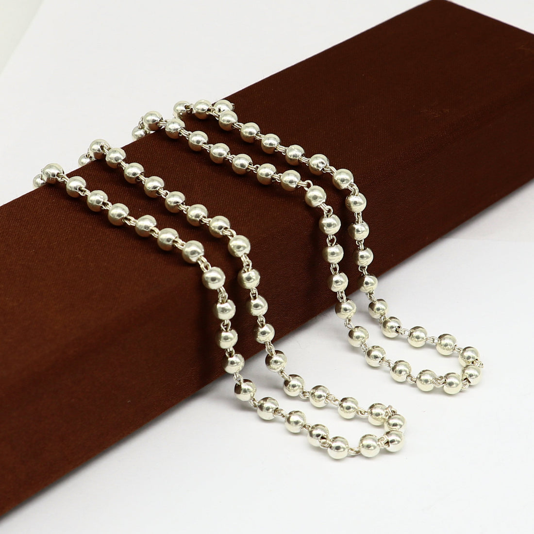 925 sterling silver fabulous plain solid beads chain japp mala 108 beads japp chain fabulous chanting necklace stylish jewelry ch109 - TRIBAL ORNAMENTS