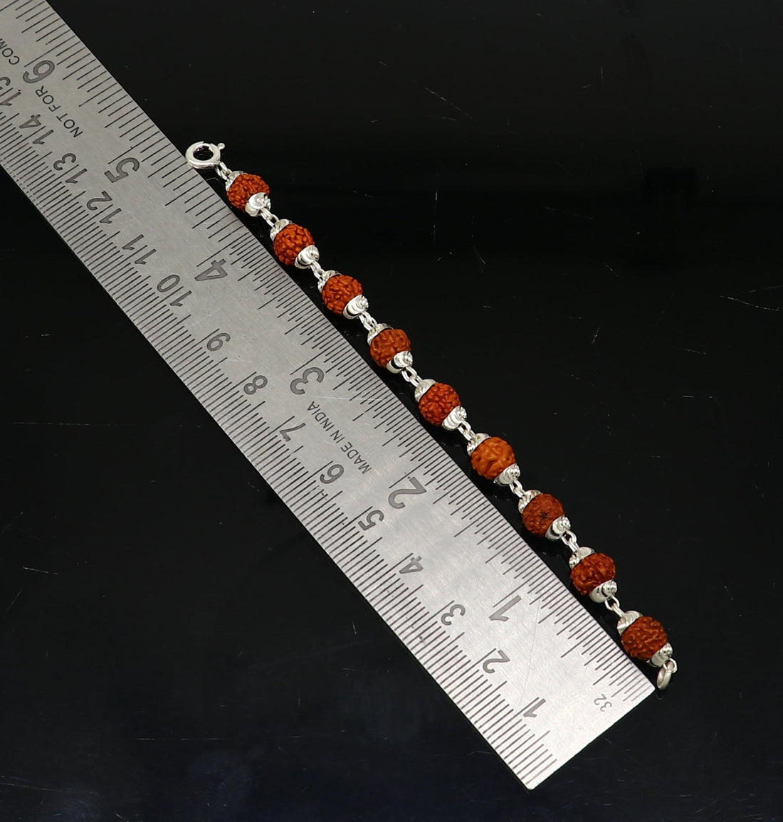 4.5" inch small 925 fine sterling silver customized Rudraksha beads stunning stylish bracelet or necklace for idols god shiva sbr218 - TRIBAL ORNAMENTS