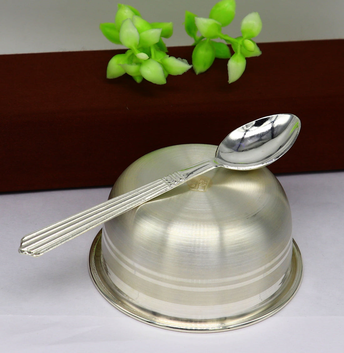 999 pure sterling silver handmade solid silver bowl & spoon, healthy serving bowl, silver vessel, baby serving food utensils baby set sv191 - TRIBAL ORNAMENTS