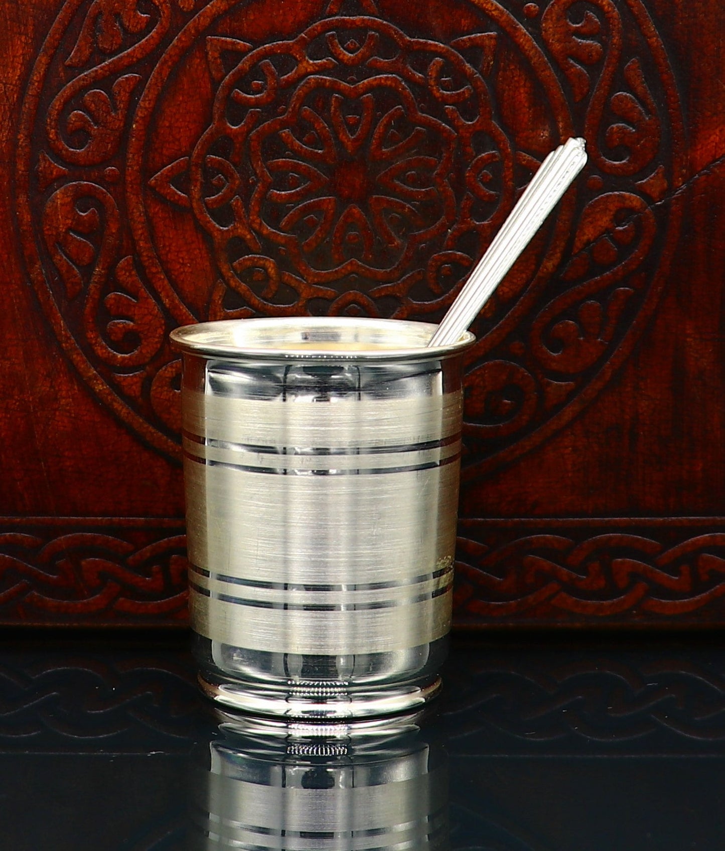 999 fine silver handmade water/milk Glass tumbler, silver flask, baby kids silver small cup utensils stay healthy from bacteria sv195 - TRIBAL ORNAMENTS