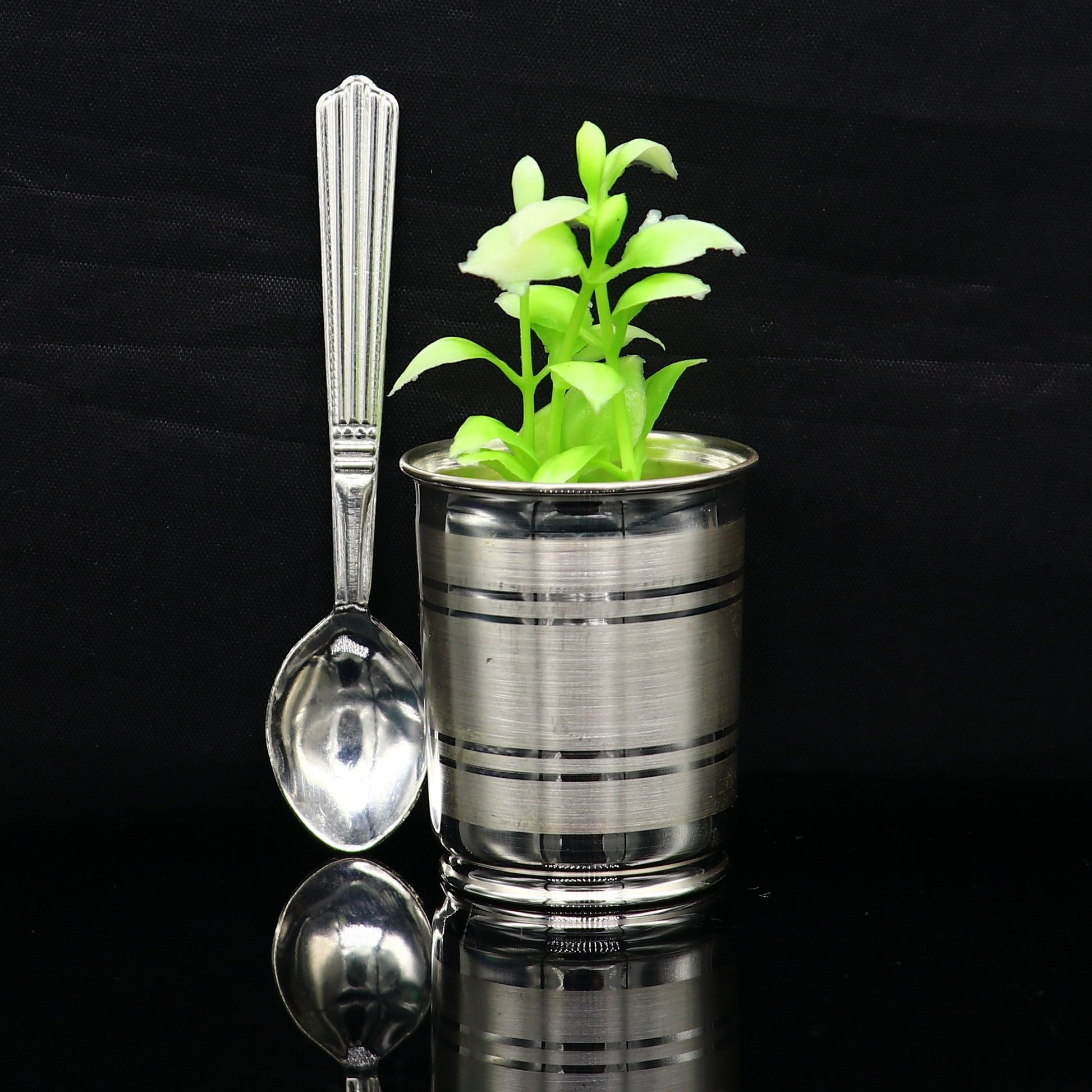 999 fine silver handmade water/milk Glass tumbler, silver flask, baby kids silver small cup utensils stay healthy from bacteria sv195 - TRIBAL ORNAMENTS