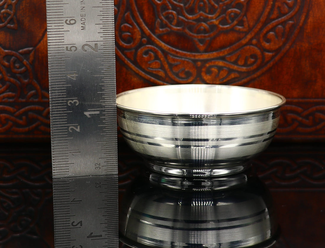 Pure 999 fine silver bowl, silver utensils from india, plain high quality silver vessel, silver kitchen utensils baby serving bowl sv196 - TRIBAL ORNAMENTS