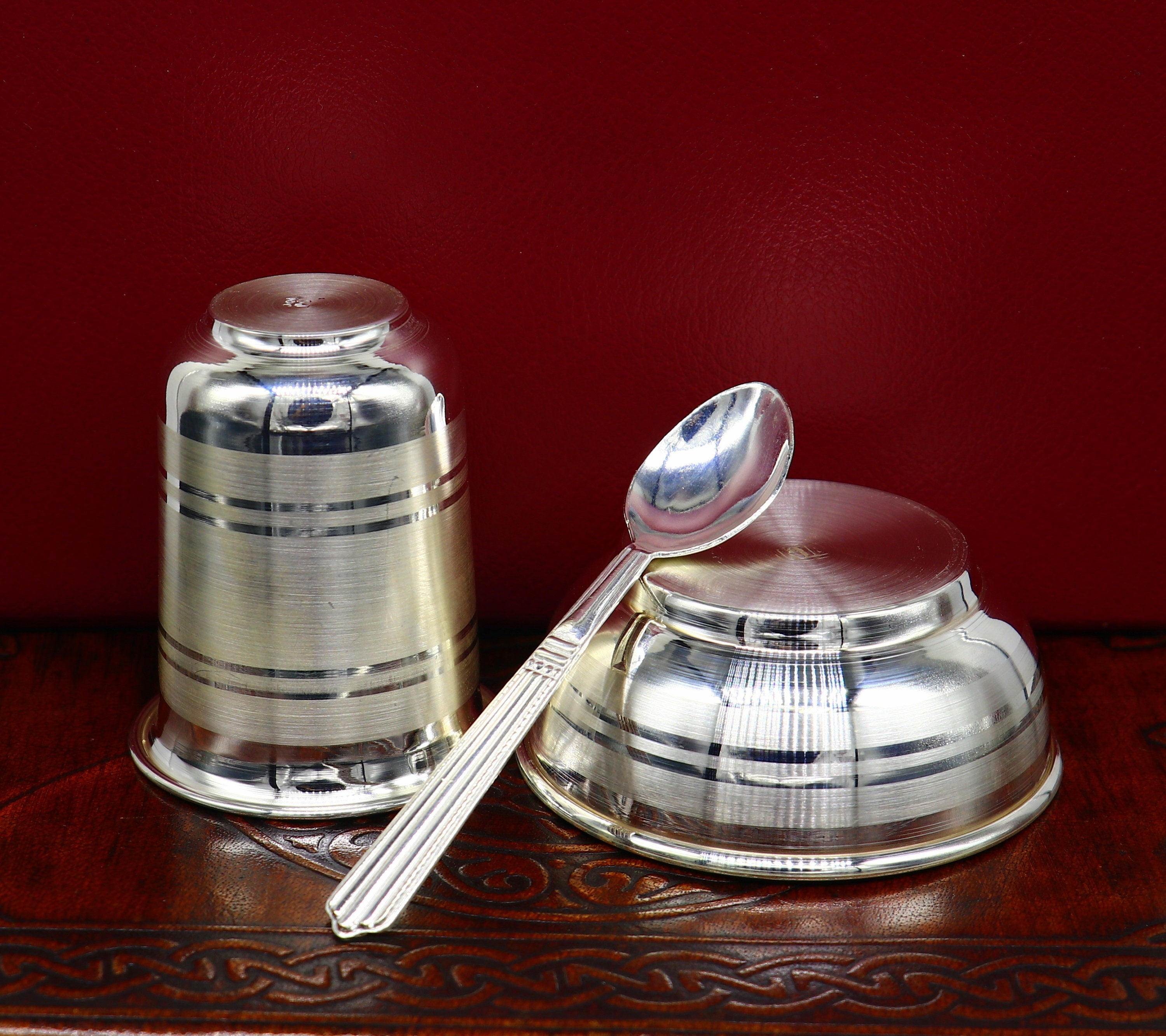 Silver bowl and spoon set sales for baby