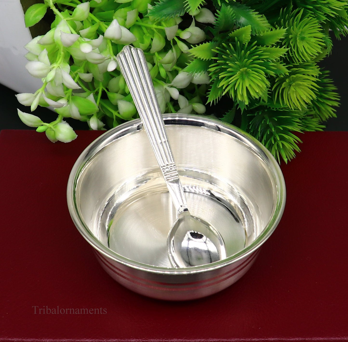 999 fine solid silver handmade small bowl for baby food, pure silver vessels, silver utensils, home and kitchen accessories India sv222 - TRIBAL ORNAMENTS