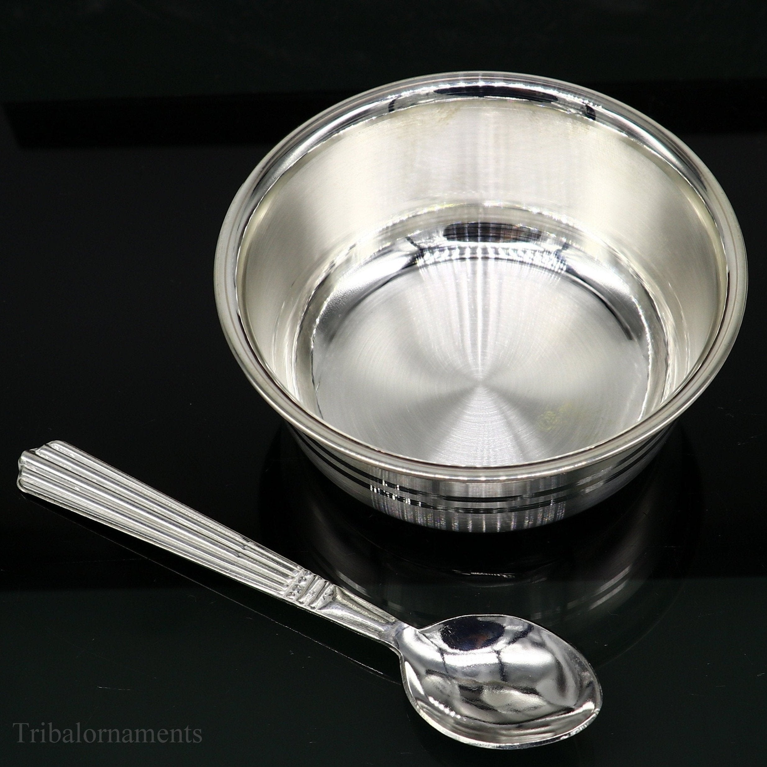 Pure silver bowl and spoon for hot sale baby cost