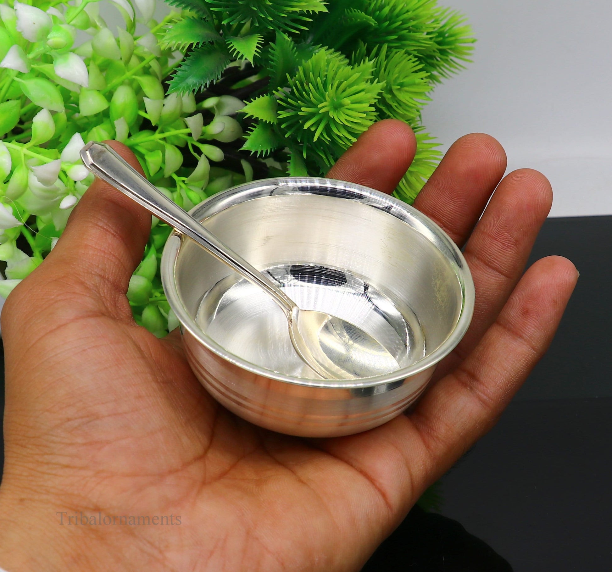 999 fine solid silver handmade small bowl for baby serving, pure silver vessel, silver utensils, home kitchen accessories puja bowl sv223 - TRIBAL ORNAMENTS