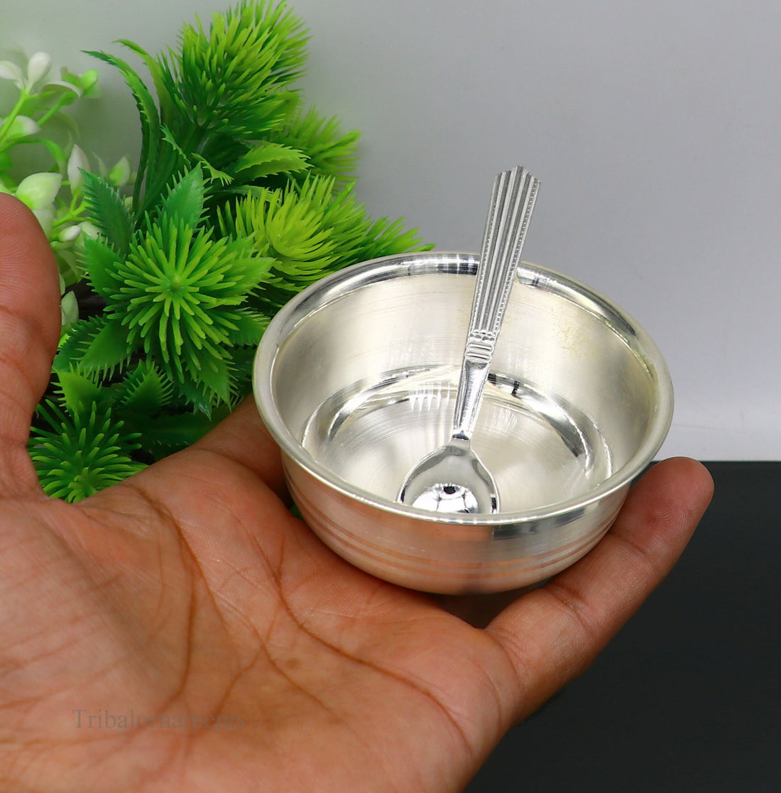 999 fine solid silver handmade small bowl for baby serving, pure silver vessel, silver utensils, home kitchen accessories puja bowl sv224 - TRIBAL ORNAMENTS