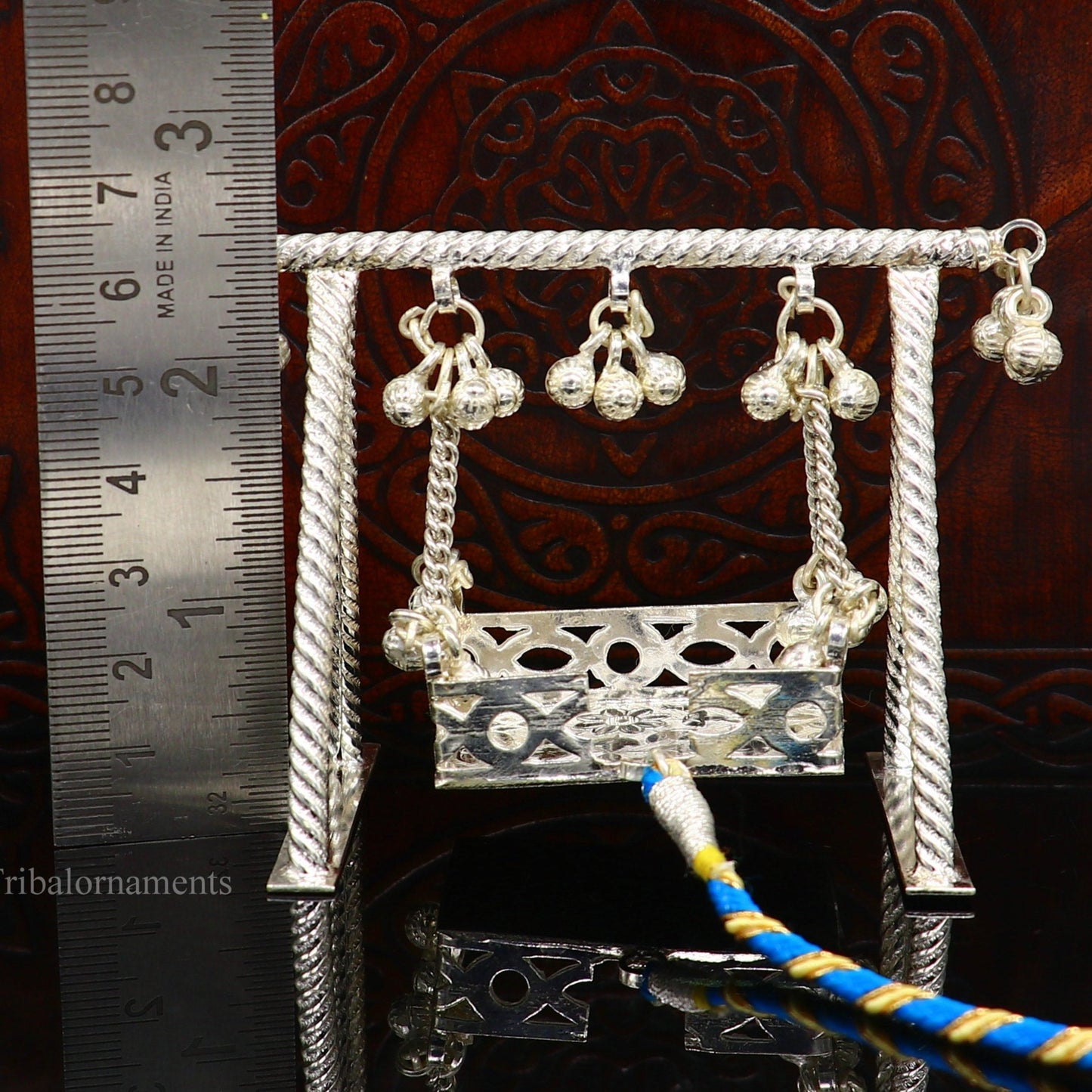 Sterling silver handmade Bal Gopala jhula, little Krishna swing, child krishan palana, silver jhula, laddu gopal jhula, silver art su377 - TRIBAL ORNAMENTS