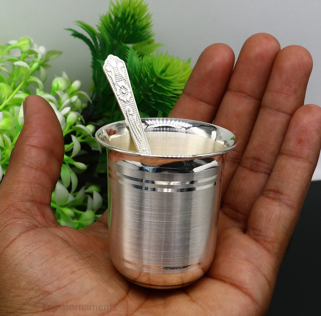 999 fine silver handmade vessel, water/milk Glass tumbler, silver flask, baby kids silver utensils stay healthy water milk cup sv231 - TRIBAL ORNAMENTS