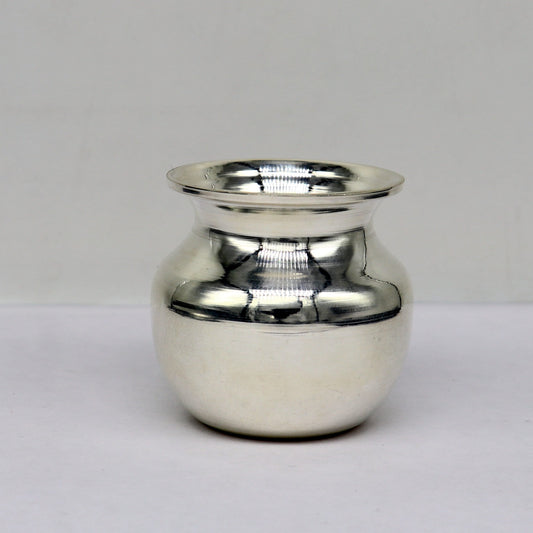 925 sterling silver handmade plain small Kalash or pot, unique worshipping silver puja article, water or milk shiva kalash pot india sv203 - TRIBAL ORNAMENTS