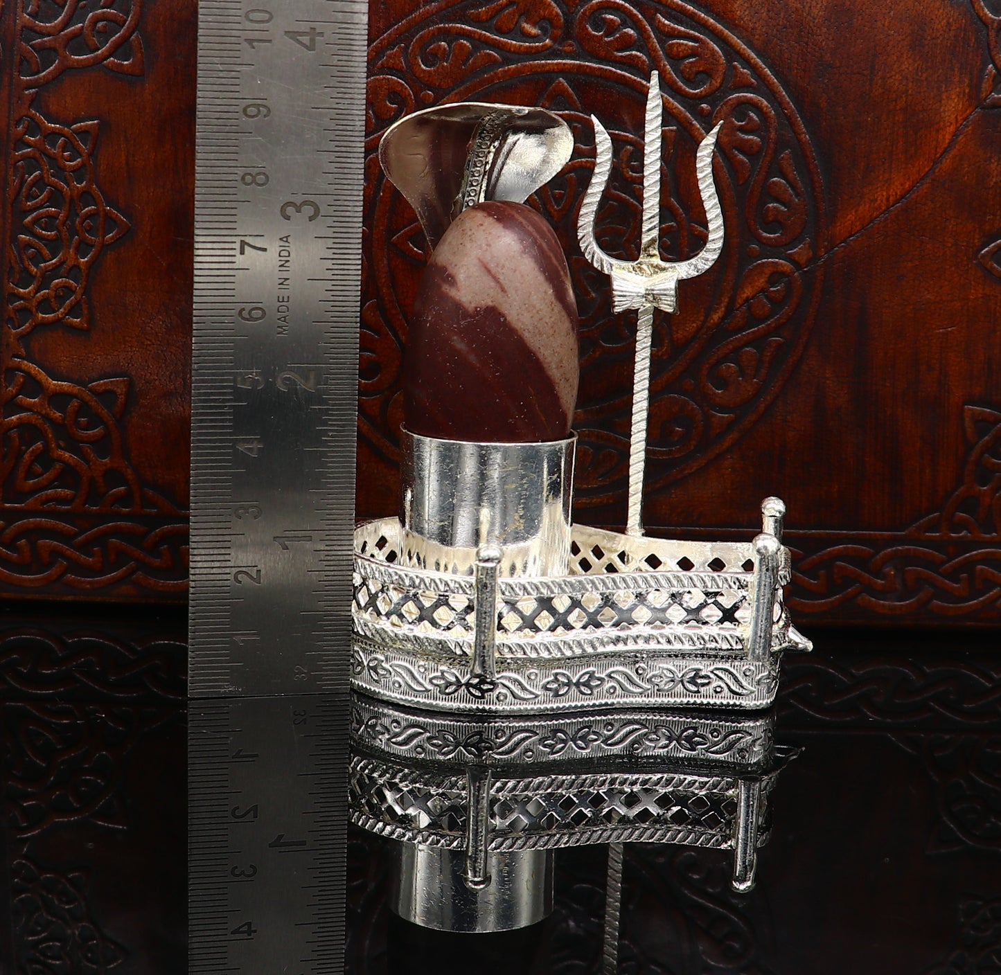 925 solid sterling silver lord shiva Mahakal lingam stand/jalheri, use for put/hold shiva lingam in home temple, handmade article su334 - TRIBAL ORNAMENTS