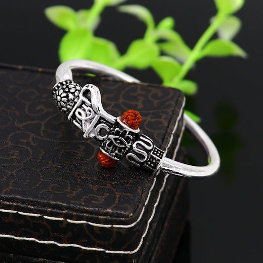 Handmade vintage antique design customized silver baby bangle kada, excellent lord shiva bangle bracelet kada for gifting nbbk236 - TRIBAL ORNAMENTS