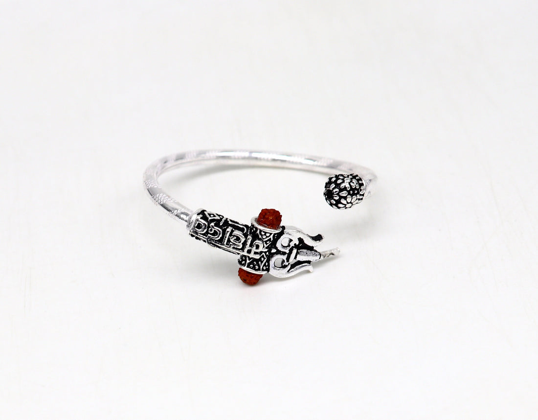 Handmade vintage antique design customized silver baby bangle kada, excellent lord shiva Mahadeva bangle bracelet kada for gifting nbbk240 - TRIBAL ORNAMENTS