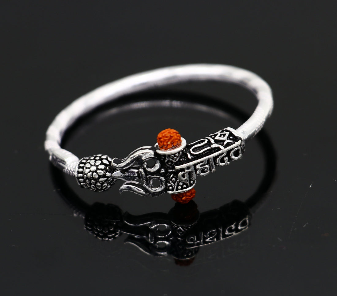 Handmade vintage antique design customized silver baby bangle kada, excellent lord shiva Mahadeva bangle bracelet kada for gifting nbbk240 - TRIBAL ORNAMENTS