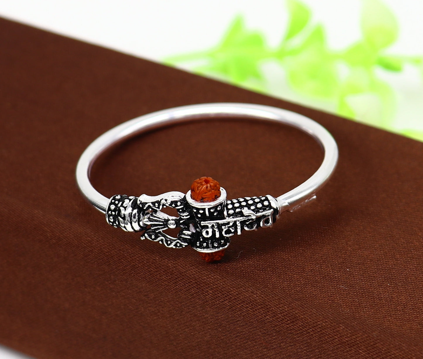 Handmade vintage design sterling silver baby/kids bangle kada, excellent lord shiva Mahadeva bangle bracelet Bahubali kada gifting nbbk239 - TRIBAL ORNAMENTS