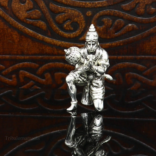 925 silver handmade Lord hanuman 1" small statue, best puja or gifting god hanuman statue sculpture home temple puja art, utensils art125 - TRIBAL ORNAMENTS