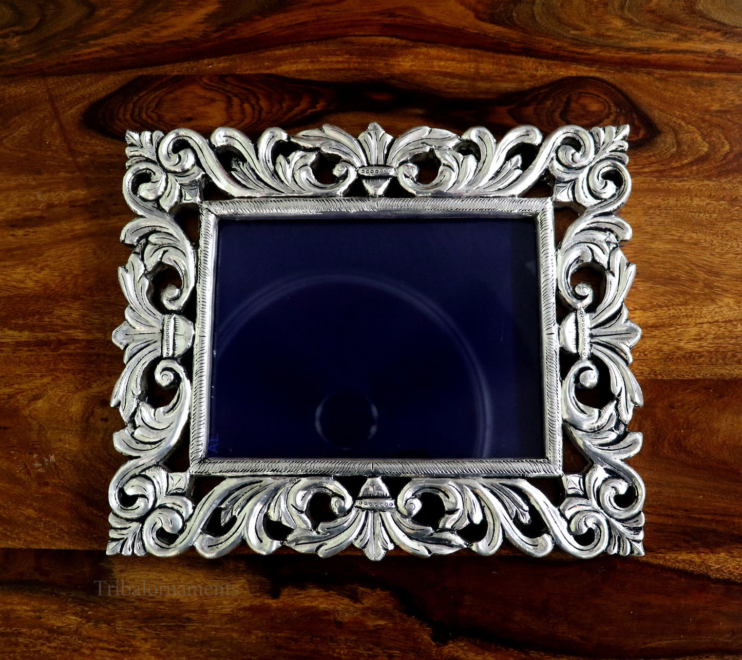 18"x 15" inches 999 fine silver handmade photo frame, amazing vintage royal style wooden base wall hanging frame, best corporate gift sf02 - TRIBAL ORNAMENTS