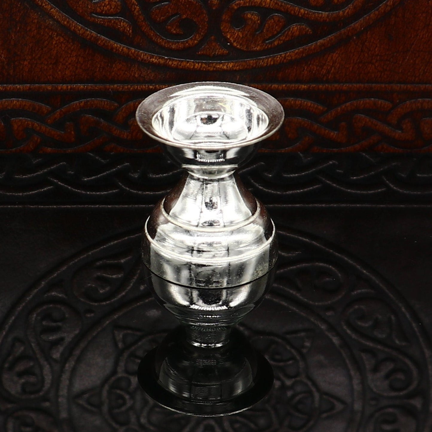 999 pure silver handmade elegant oil lamp, silver home temple utensils, silver diya, deepak, silver vessels, silver art decorative art su387 - TRIBAL ORNAMENTS