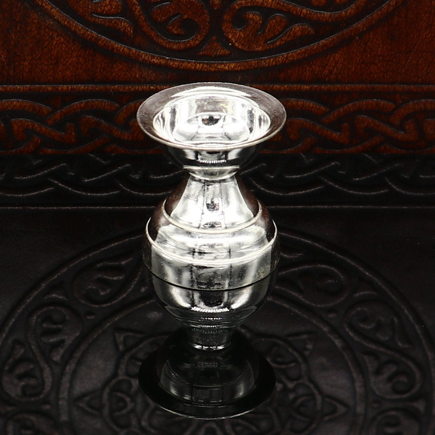 999 pure silver handmade elegant oil lamp, silver home temple utensils, silver diya, deepak, silver vessels, silver art decorative art su387 - TRIBAL ORNAMENTS