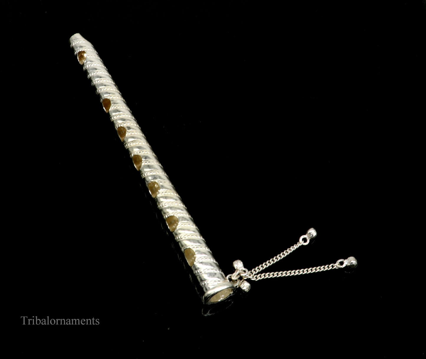 6" long handmade sterling silver stunning divine Lord Krishna flute, Amazing krishna gifting silver accessories, puja utensils su388 - TRIBAL ORNAMENTS