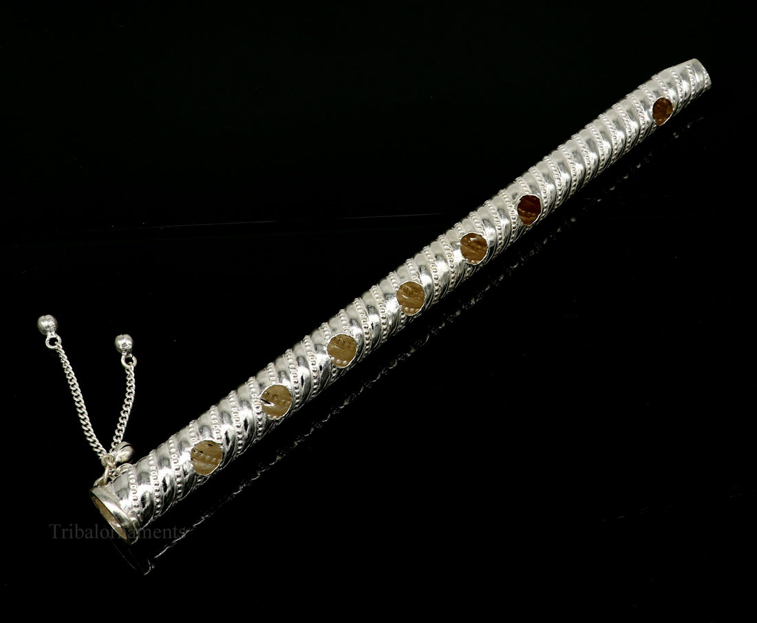 8" long handmade sterling silver hindu god Lord Krishna flute, stunning divine krishna gifting silver accessories, puja utensils su392 - TRIBAL ORNAMENTS