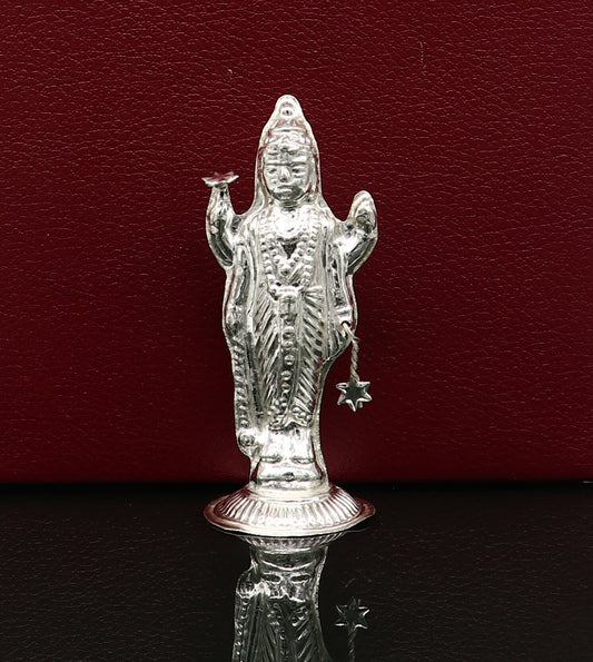 Sterling silver handmade design Indian Idols Lord Vishnu standing statue figurine, puja articles decorative gift diwali puja art78 - TRIBAL ORNAMENTS