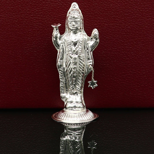 Sterling silver handmade design Indian Idols Lord Vishnu standing statue figurine, puja articles decorative gift diwali puja art78 - TRIBAL ORNAMENTS