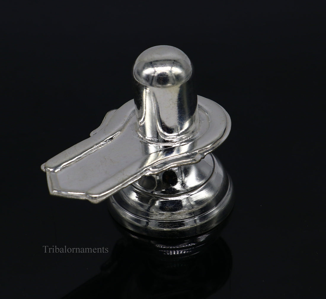 925 sterling silver handmade small Lord Shiva lingam, silver shivling puja utensils, home temple silver article puja accessories art71 - TRIBAL ORNAMENTS