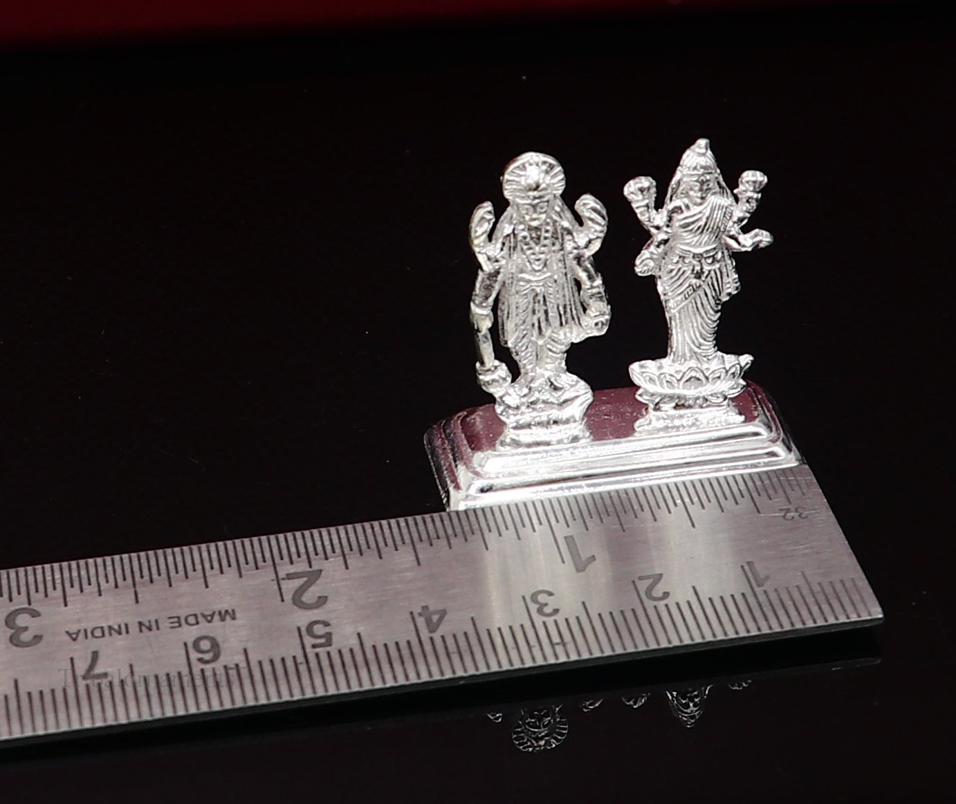 Sterling silver handmade design Indian Idols Lord Laxmi Narayana standing statue figurine, puja articles decorative gift diwali puja art84 - TRIBAL ORNAMENTS