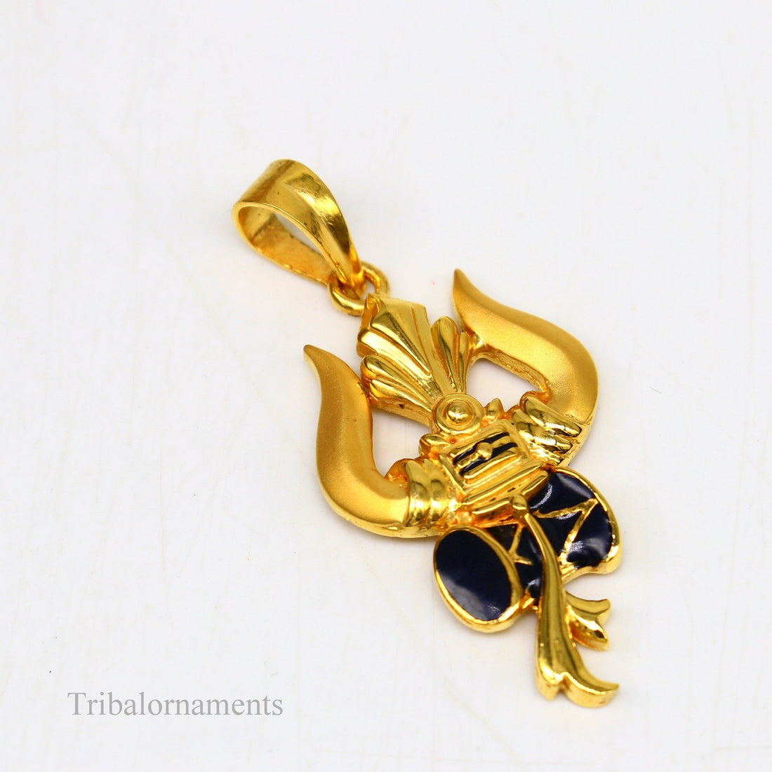 22Kt yellow gold handmade customized lord Shiva Trident Trishul pendant, best men's women's gifting jewelry stunning stylish jewelry gp22 - TRIBAL ORNAMENTS