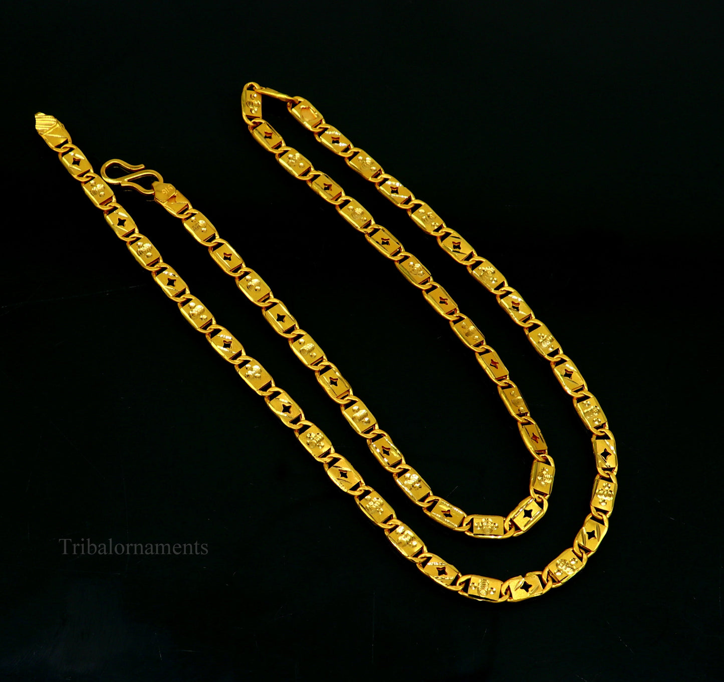 21.5 inches long  5mm nawabi chain Handmade 22 karat yellow gold solid gold nawabi chain necklace form Rajasthan India best gifting  ch504 - TRIBAL ORNAMENTS