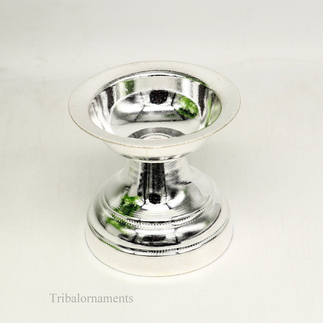 solid sterling silver handmade elegant oil lamp, silver home temple utensils, silver diya, deepak, silver utensil, silver puja article su403 - TRIBAL ORNAMENTS