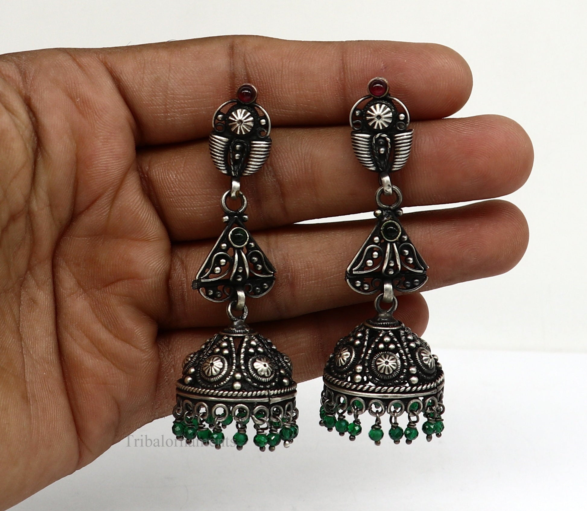 925 sterling silver handmade traditional stylish wedding brides drop dangle stud earring best gifting customized personalized jewelry s948 - TRIBAL ORNAMENTS