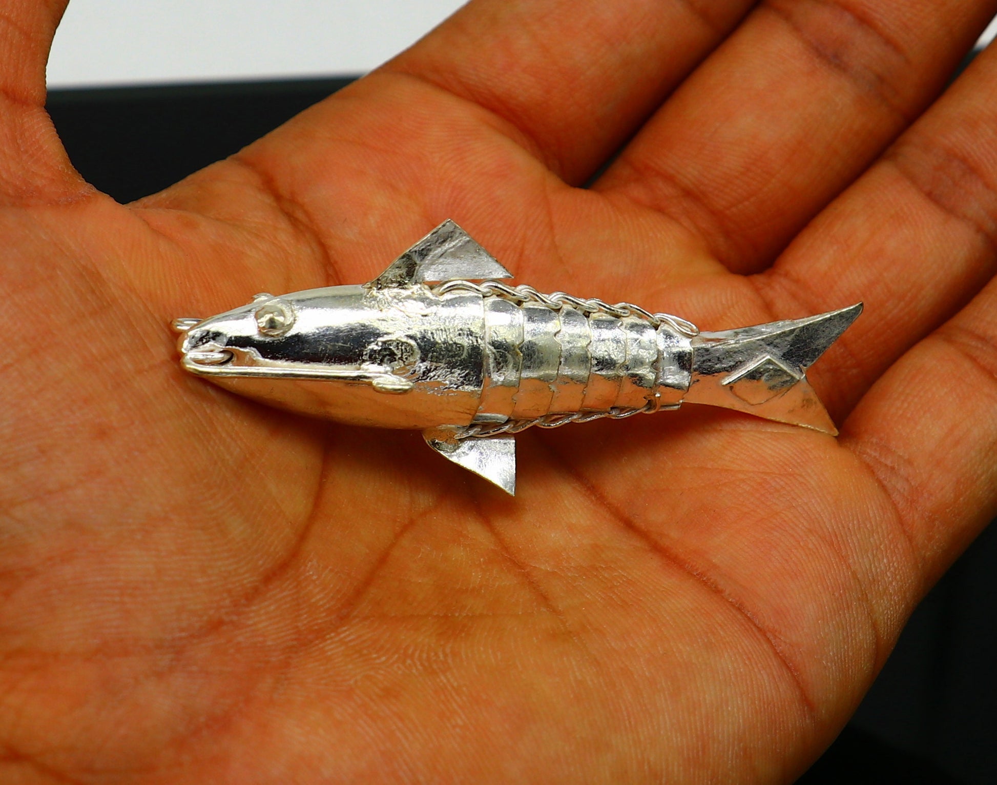 Solid silver handmade silver fish, Lord vishnu avatar Matsya, Silver Puja Fish For Prosperity And Good Luck, best collectible art su368 - TRIBAL ORNAMENTS