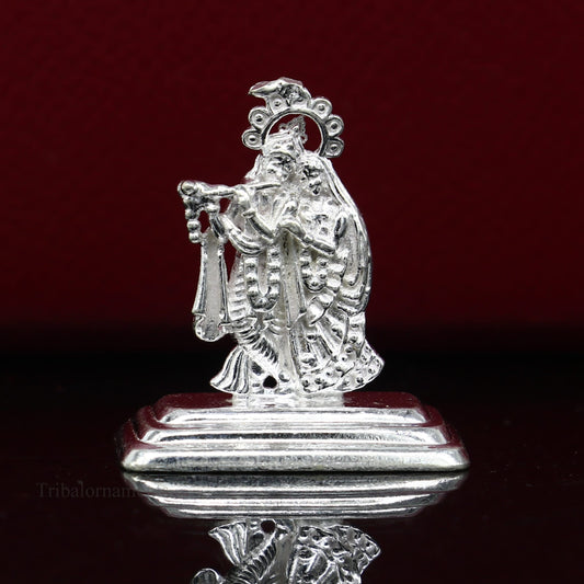 Solid sterling silver handmade idol Radha krishna tiny statue, amazing design lord krishna figurine jewelry tribal jewelry art85 - TRIBAL ORNAMENTS