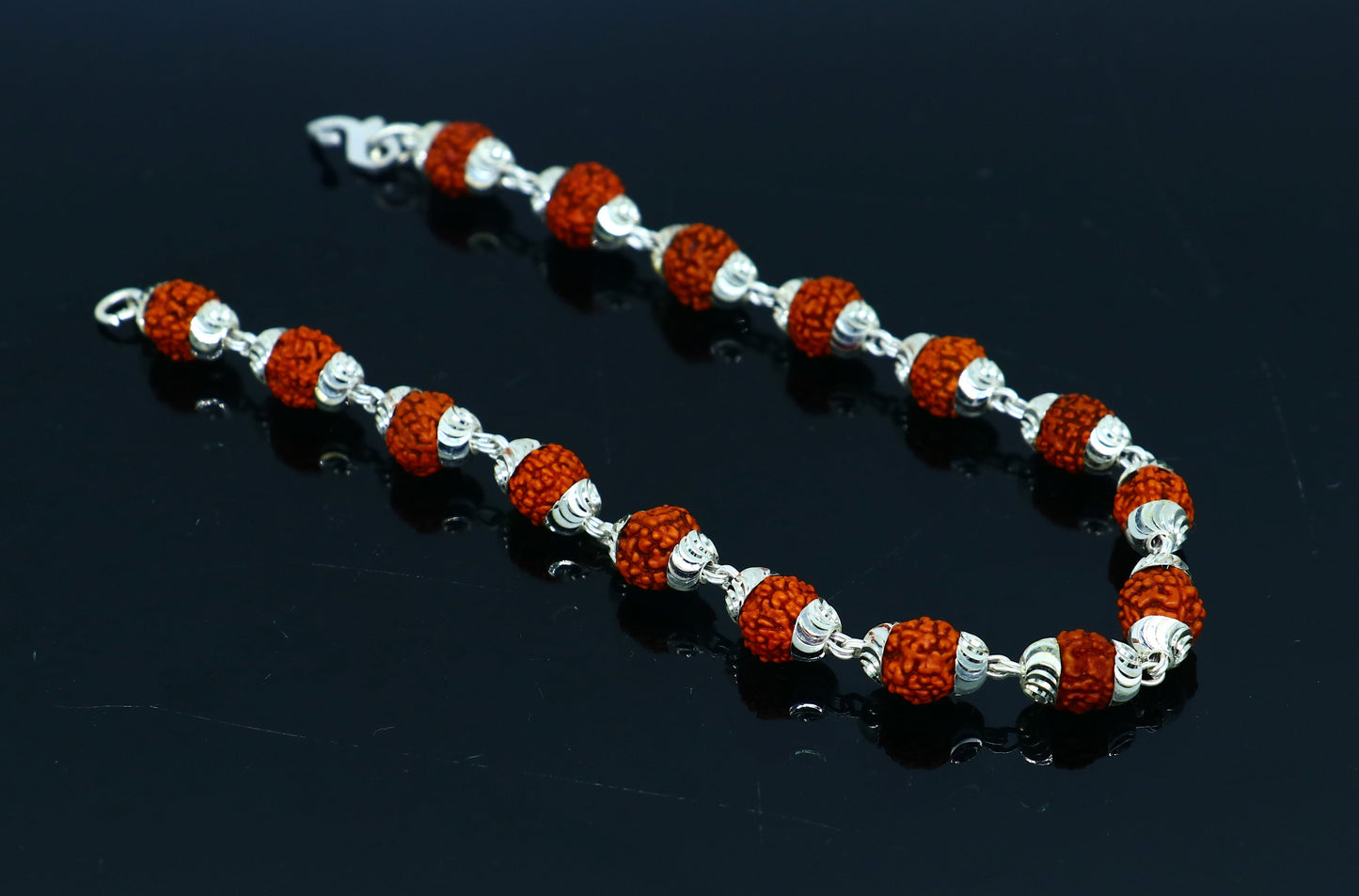 Solid silver handmade 6 mm Natural Rudraksha beads stunning divine bracelet jewelry from Rajasthan India  nsbr298 - TRIBAL ORNAMENTS