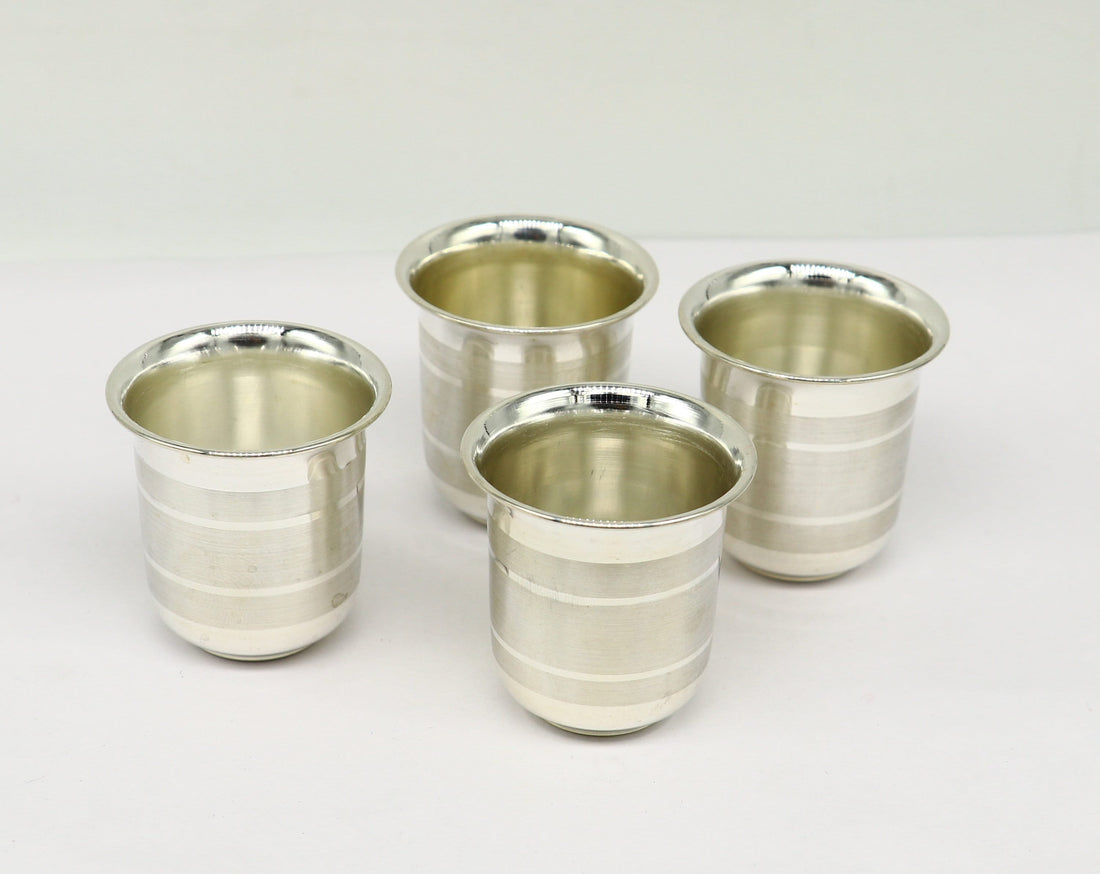 Solid silver handmade water/milk Glass tumbler, silver flask, baby kids silver cup utensils for stay healthy from bacteria sv219 - TRIBAL ORNAMENTS
