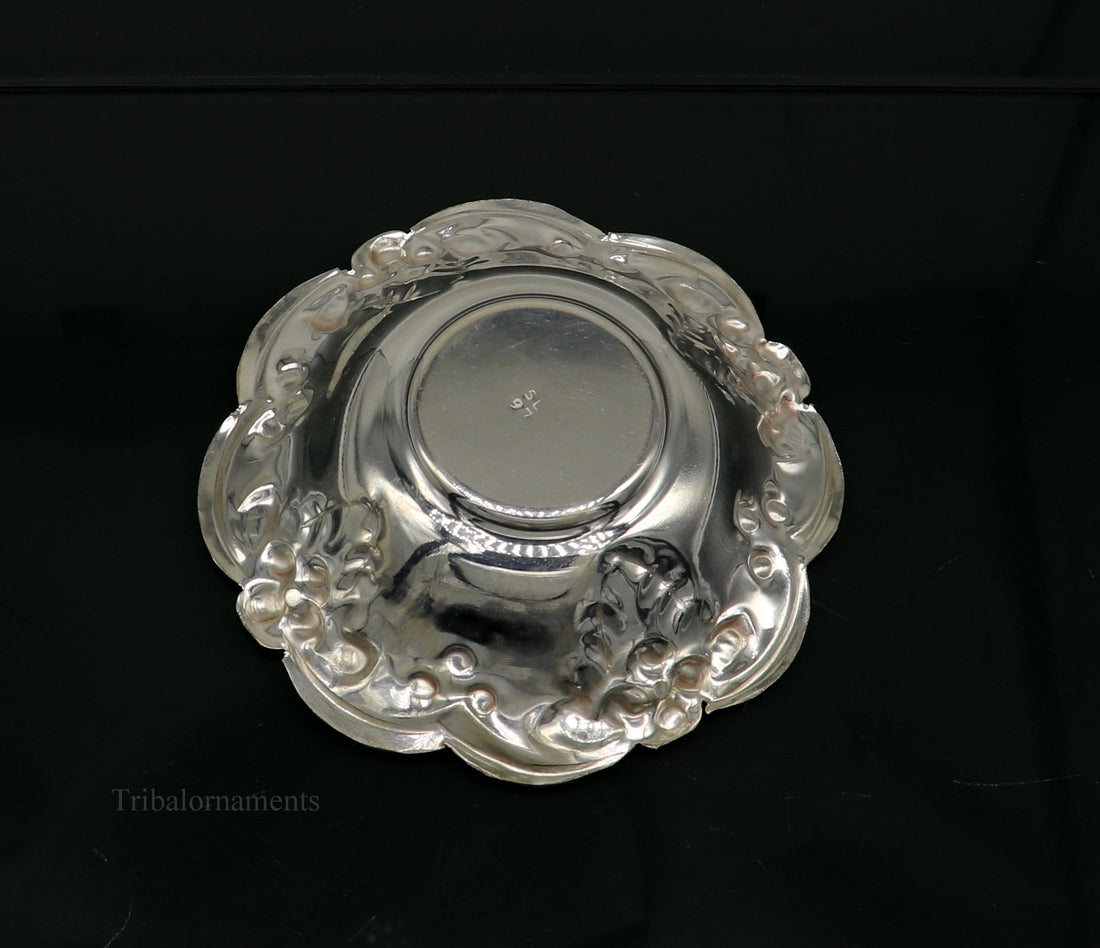 925 sterling silver exclusive handcrafted work light weight bowl, puja utensils, silver article, silver utensils, silver vessel sv237 - TRIBAL ORNAMENTS