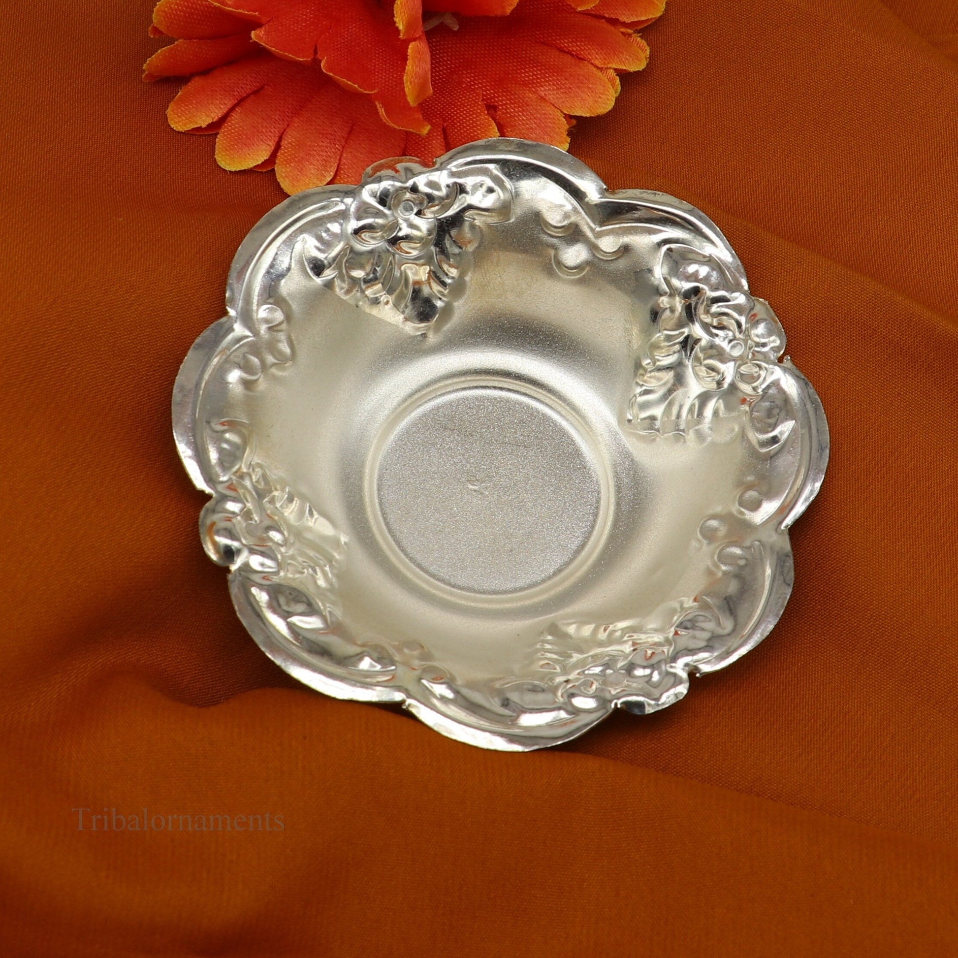 925 sterling silver exclusive handcrafted work light weight bowl, puja utensils, silver article, silver utensils, silver vessel sv237 - TRIBAL ORNAMENTS
