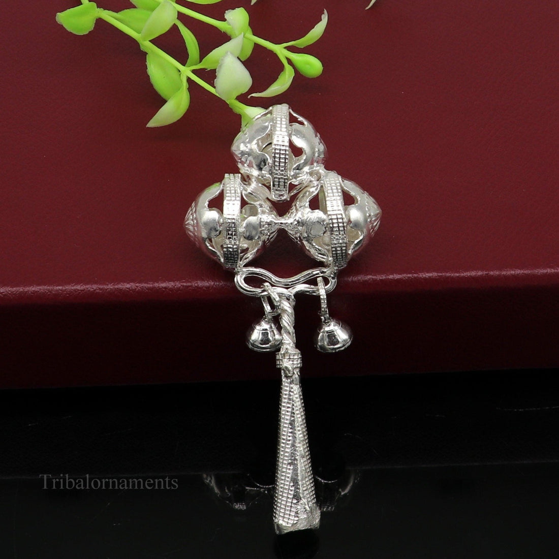 Solid sterling silver handmade design new born baby gifting bells toy, baby krishna gifting toy, silver whistle, silver temple article su408 - TRIBAL ORNAMENTS