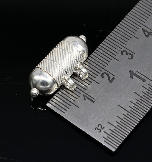 Solid sterling silver handmade gorgeous round shape vintage amulet box pendant, mantra box, silver tabiz , kavacham tribal jewelry ssp681 - TRIBAL ORNAMENTS