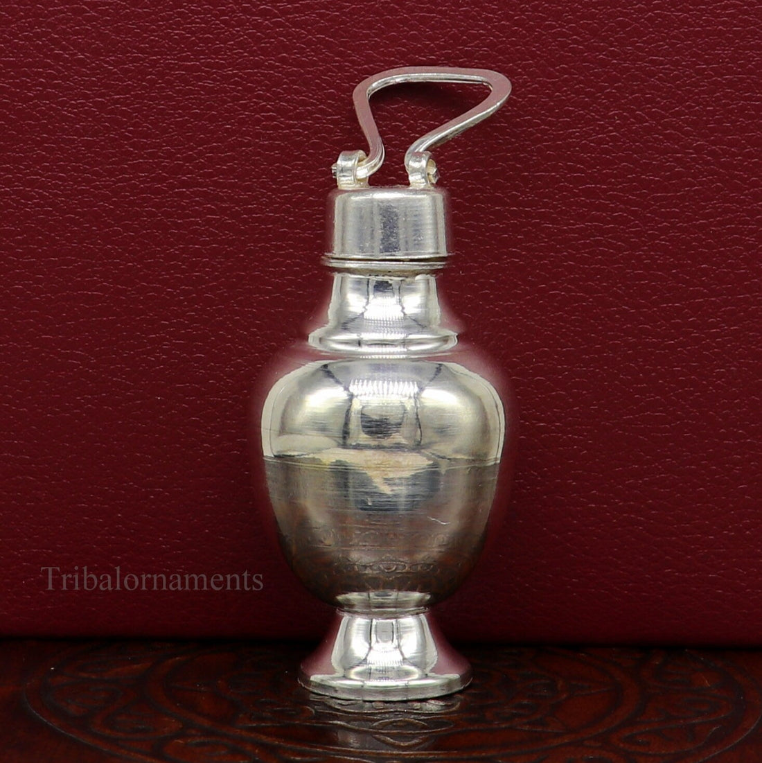 925 sterling silver handmade plain design Gangjali, Silver Gangajal Patra, best silver water pot kalash puja utensils Diwali special su416 - TRIBAL ORNAMENTS