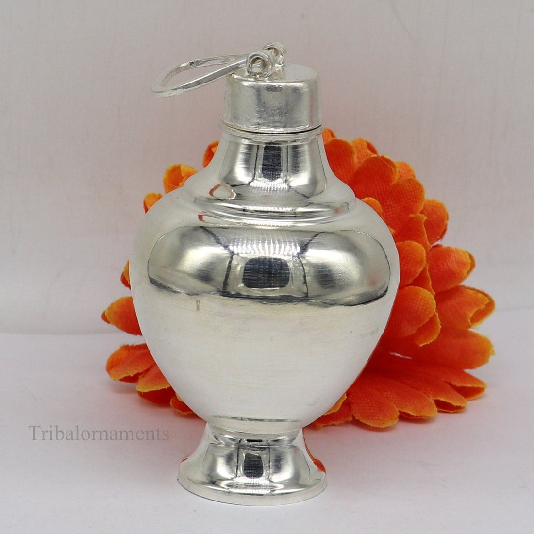 925 sterling silver handmade plain glossy Gangjali, Silver Gangajal Patra, best silver water pot kalash puja utensils Diwali special su418 - TRIBAL ORNAMENTS