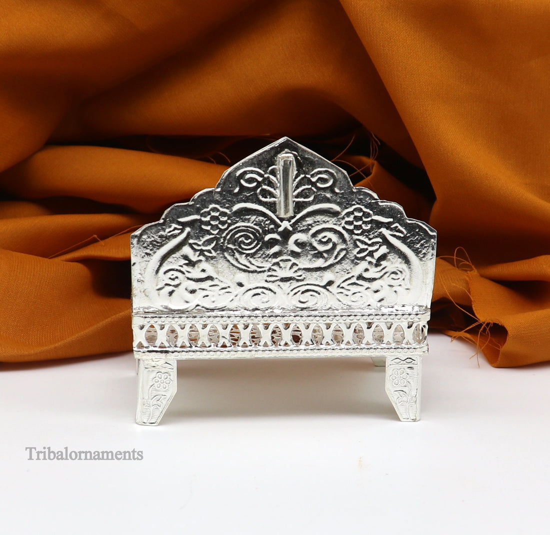 925 pure sterling silver handcrafted Singhasan, idol krishna Bal Gopala Throne, God statue's Palna chair, temple art puja article su425 - TRIBAL ORNAMENTS