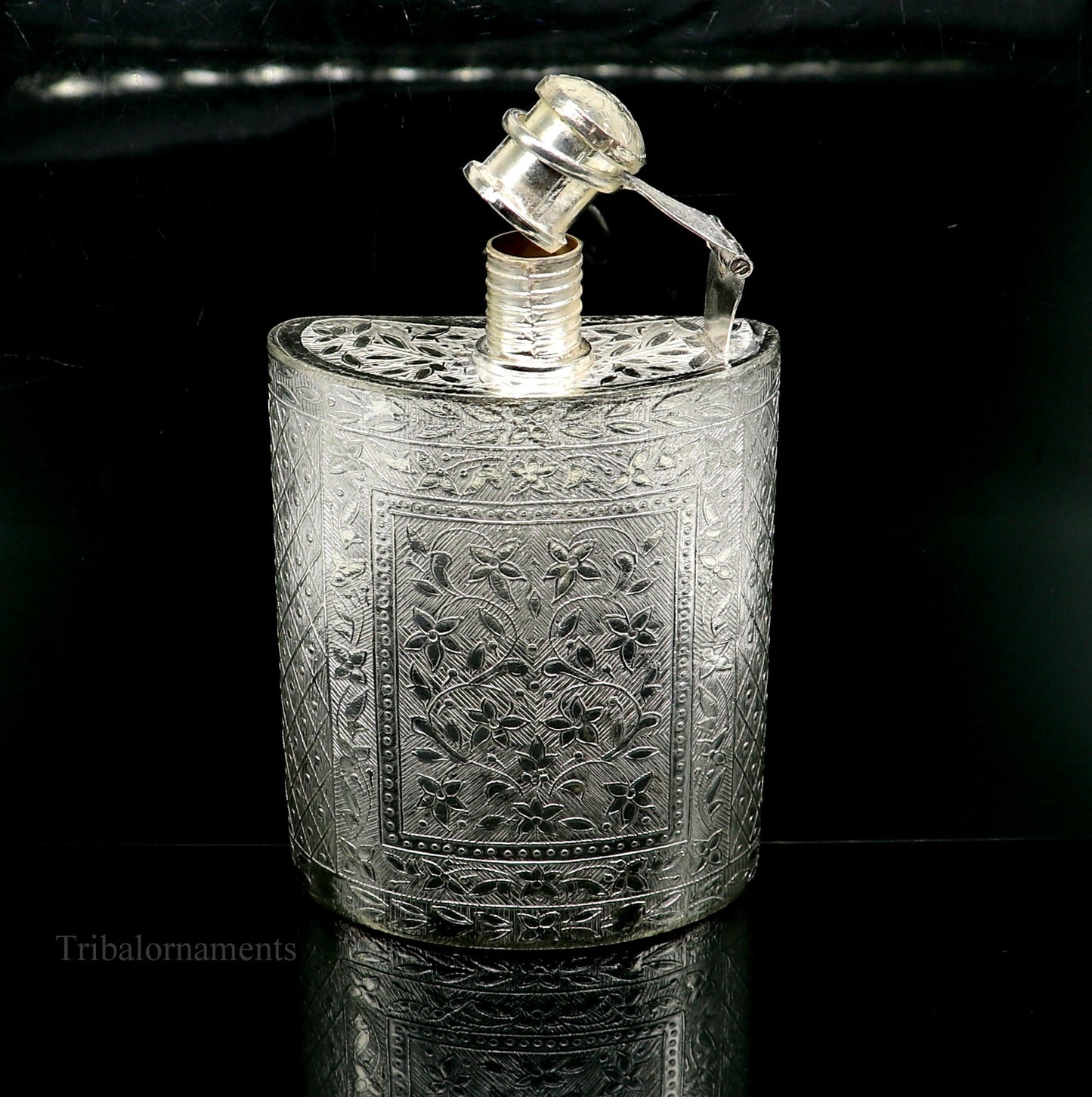 925 sterling silver customized design silver wine bottle, silver drink bottle, royal style silver article, gifting silver utensils  su423 - TRIBAL ORNAMENTS