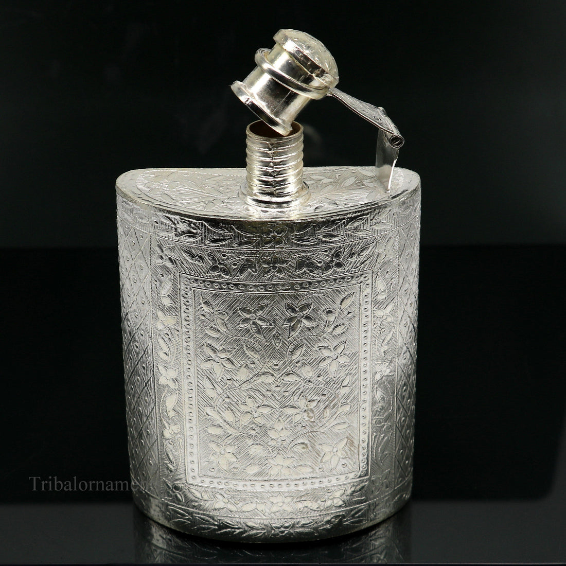 925 sterling silver customized design silver wine bottle, silver drink bottle, royal style silver article, gifting silver utensils  su423 - TRIBAL ORNAMENTS