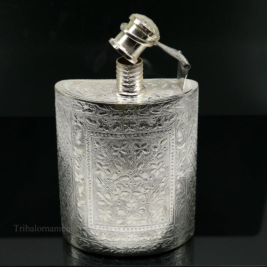 925 sterling silver customized design silver wine bottle, silver drink bottle, royal style silver article, gifting silver utensils  su423 - TRIBAL ORNAMENTS