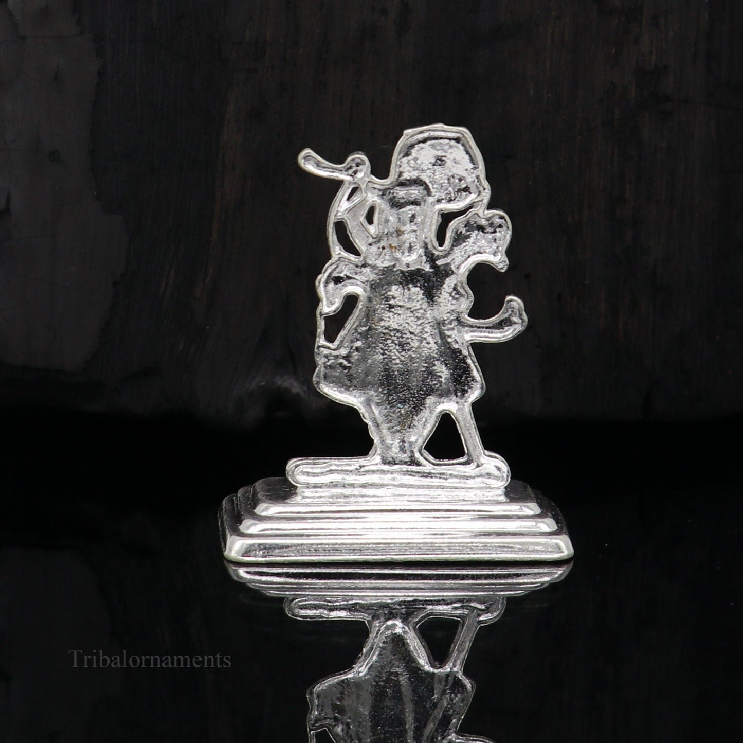 Sterling silver handmade design Indian Idols Lord Krishna Shrinathji statue figurine, puja articles decorative gift diwali puja art0050 - TRIBAL ORNAMENTS