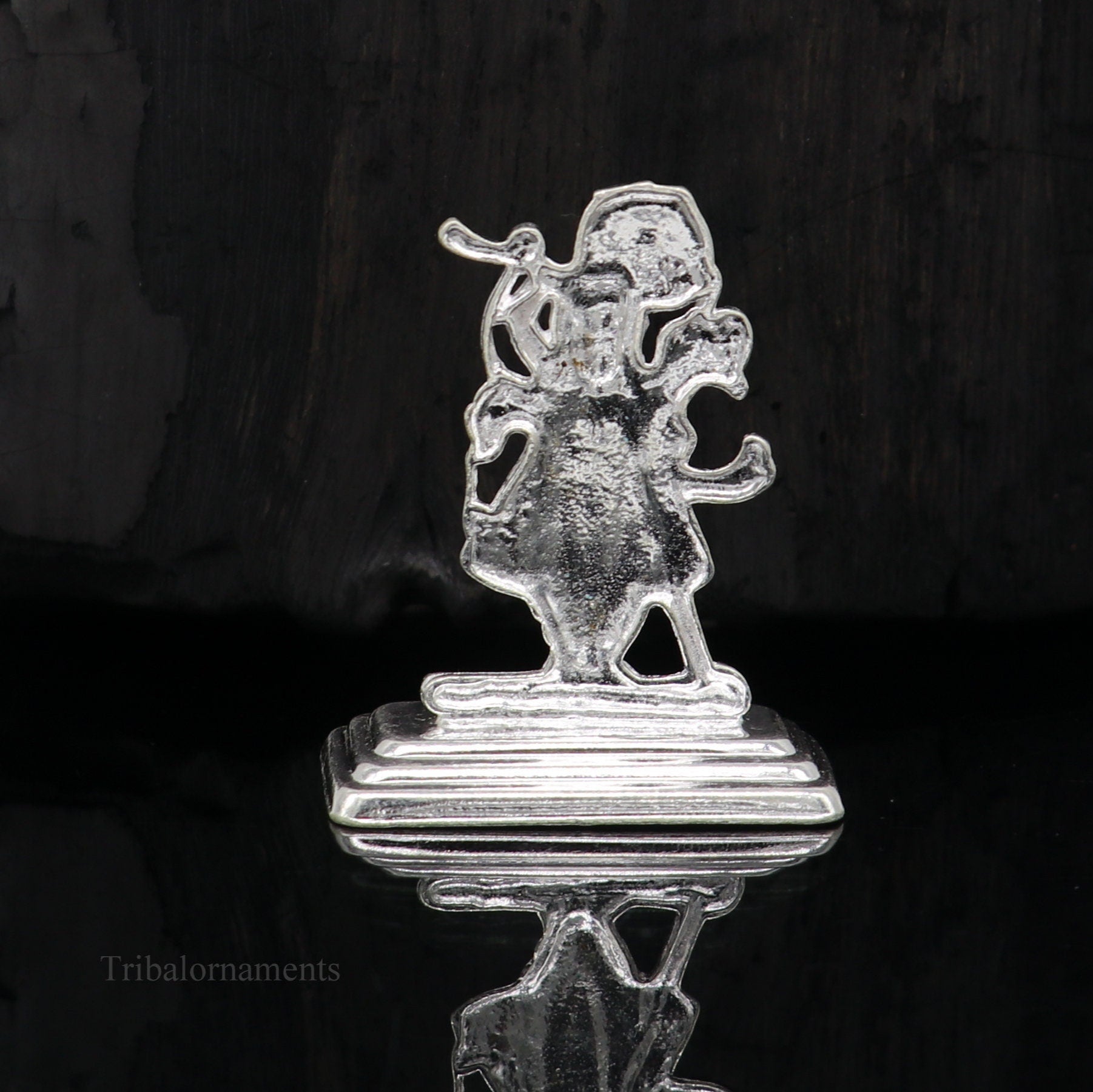 Sterling silver handmade design Indian Idols Lord Krishna Shrinathji statue figurine, puja articles decorative gift diwali puja art0050 - TRIBAL ORNAMENTS